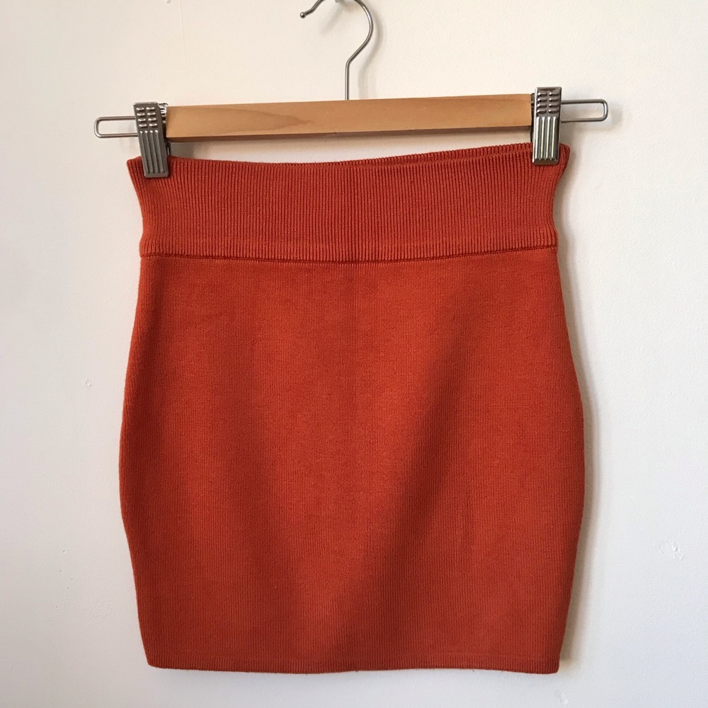 Burnt Orange Stretchy Mini Tube Skirt